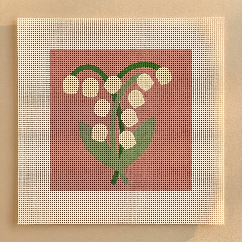Estate Lily of the Valley — Dusty Rose — printed 13-mesh canvas