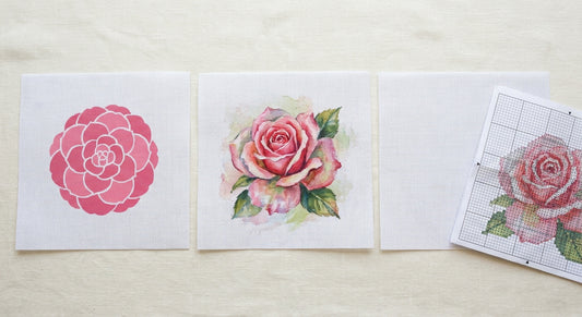 Printed, hand-painted, and blank charted needlepoint canvases compared
