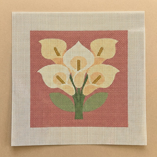 Estate Calla Lily — Dusty Rose — printed 13-mesh canvas