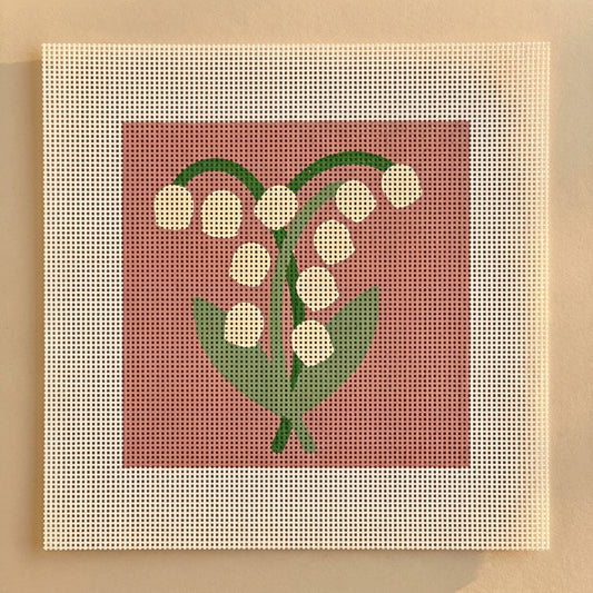 Estate Lily of the Valley — Dusty Rose — printed 13-mesh canvas