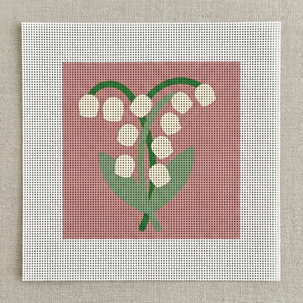Estate Lily of the Valley — Dusty Rose — printed 13-mesh canvas