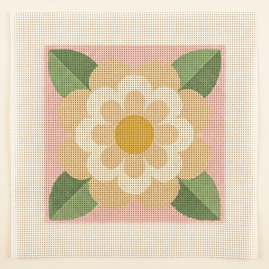 Estate Camellia — Blush — printed 13-mesh canvas